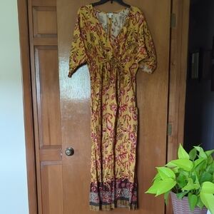 Cato Yellow Wrap Sundress with Dolman Sleeves